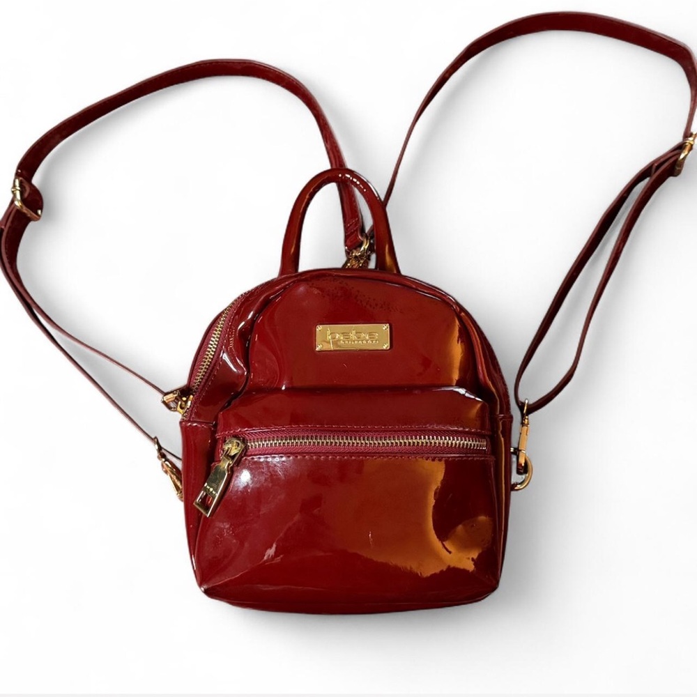 bebe red patent mini backpack Y2K glossy bag